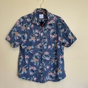 Denim & Flower Mens Floral shirt | wooden buttons | Hawaiian shirt | Pineapple